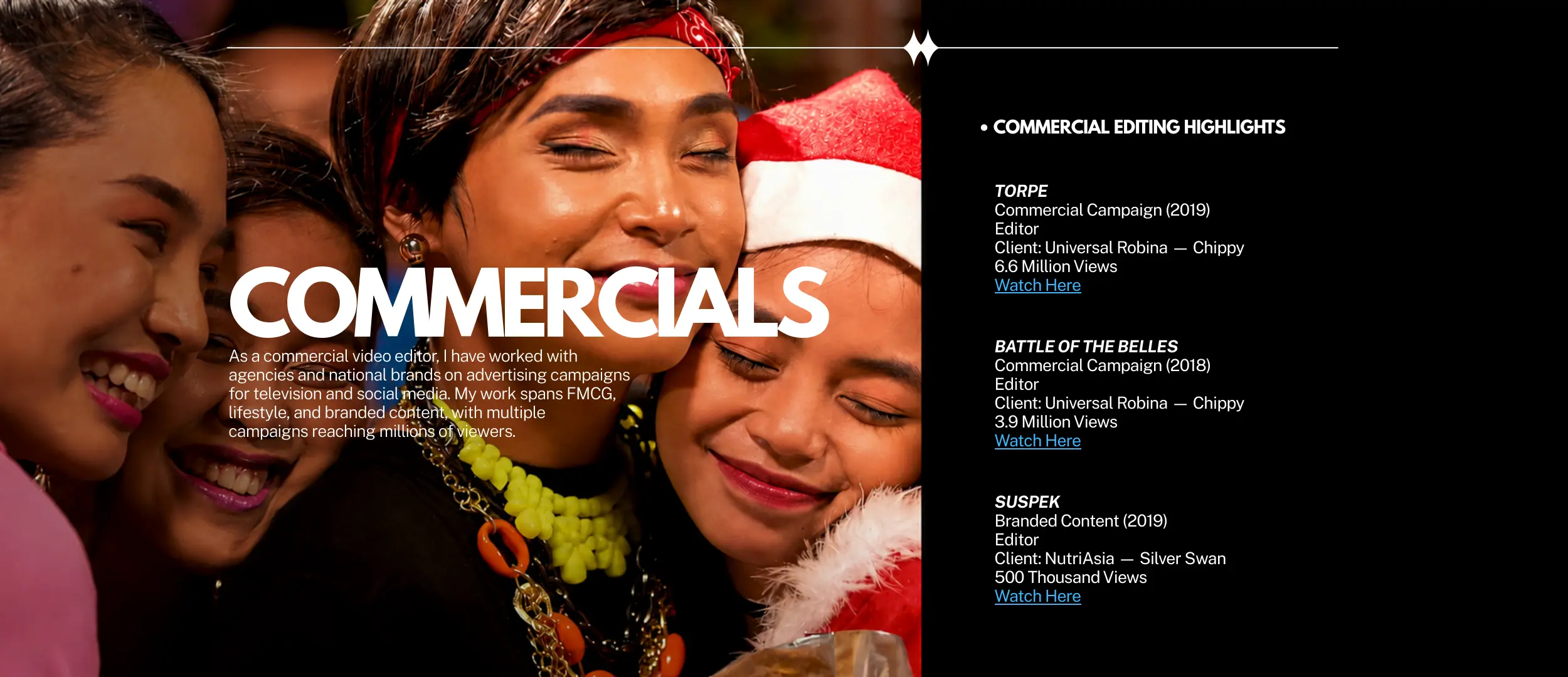 Commercial editing highlights